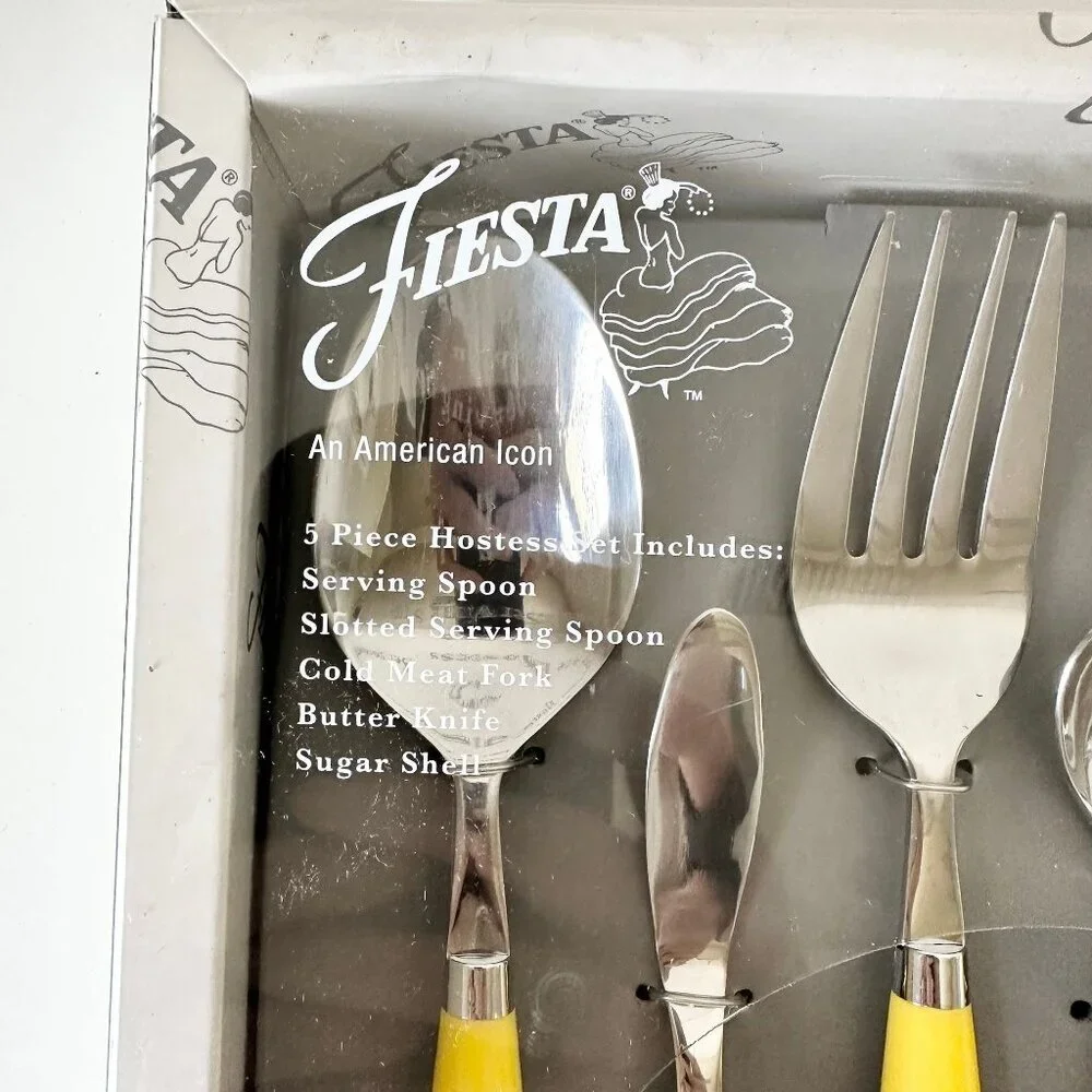 NEW Fiestaware Sunflower Yellow 5 pc Hostess Set Flatware Silverware New in box